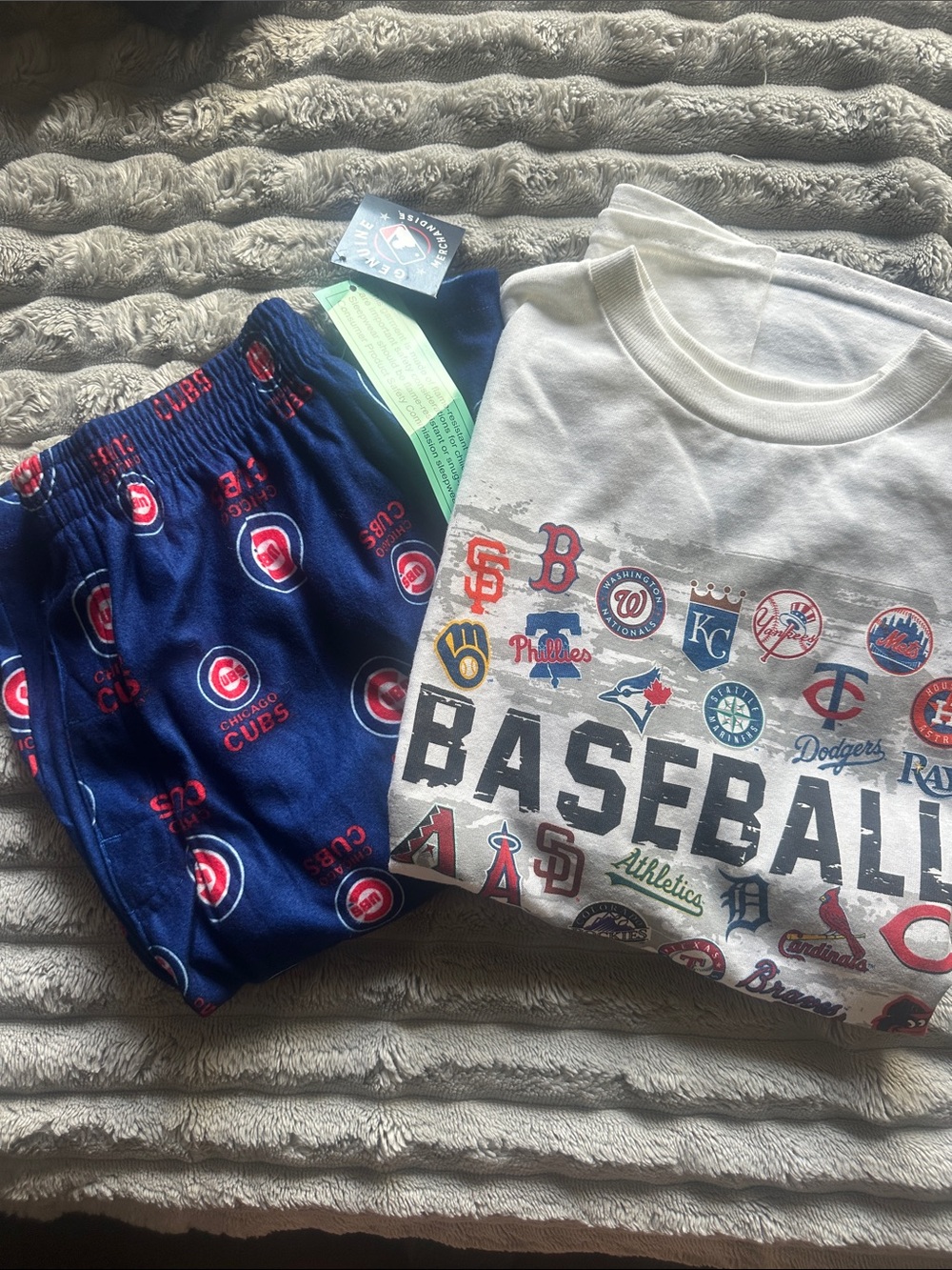 Kids Chicago Cubs Baseball Logo Pajama Shorts Set NWT 14-16 Large